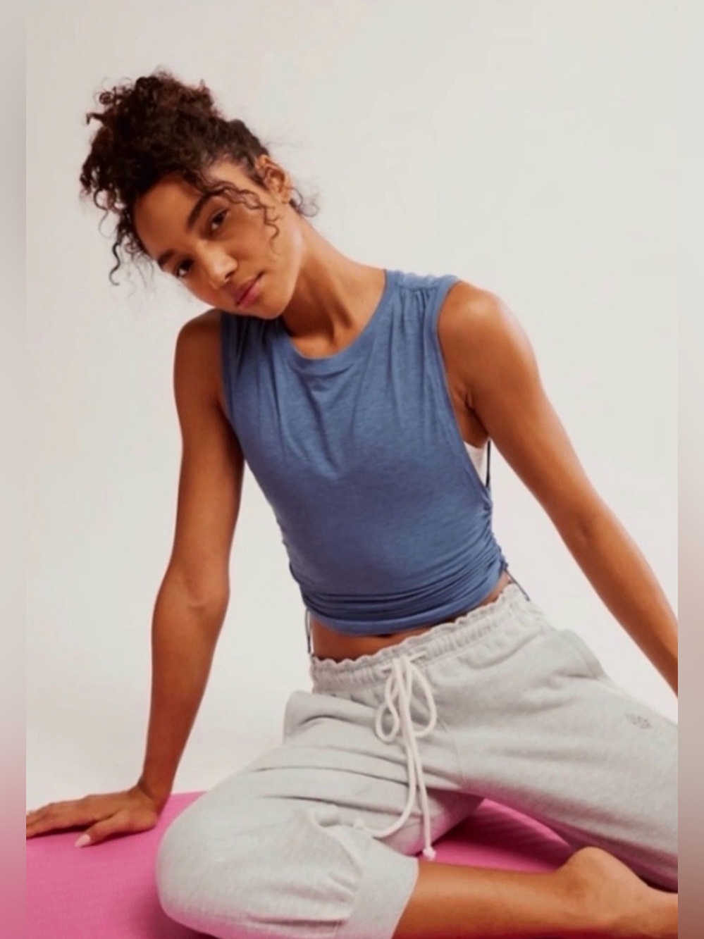 FP Movement by Free People Tempo Sport Mode Muscle Tank ~ Blue Stone Yoga